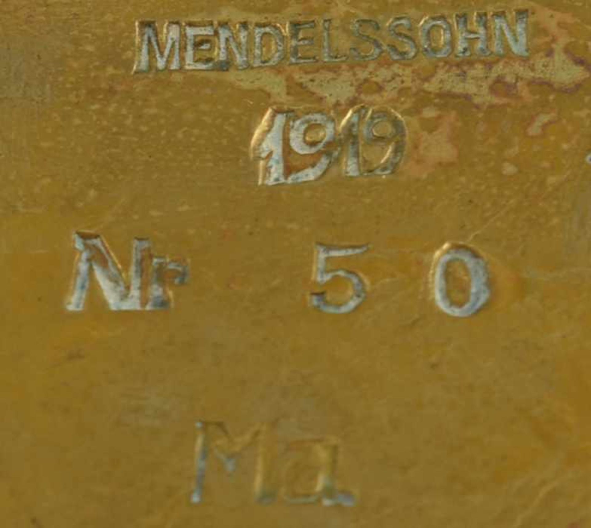 Art déco-Tablett Georg von Mendelssohn, Dresden-Hellerau, Modellnr. 50, Messing getrieben, Ovalform, - Bild 4 aus 4