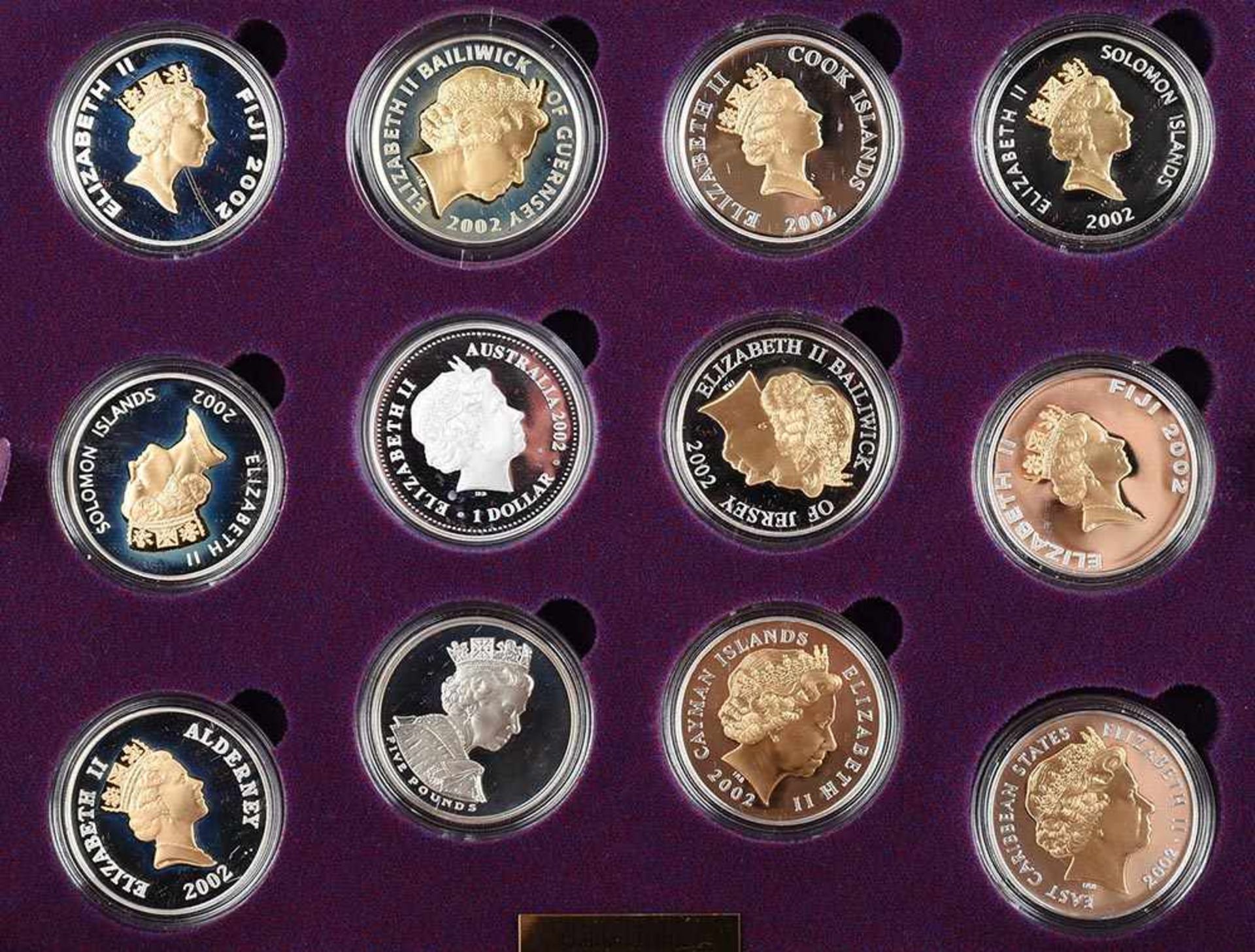 Silbermünzensammlung - Queen Elisabeth II. insg. 24 zum Teil vergoldete Silbermünzen, offizielle - Bild 3 aus 5