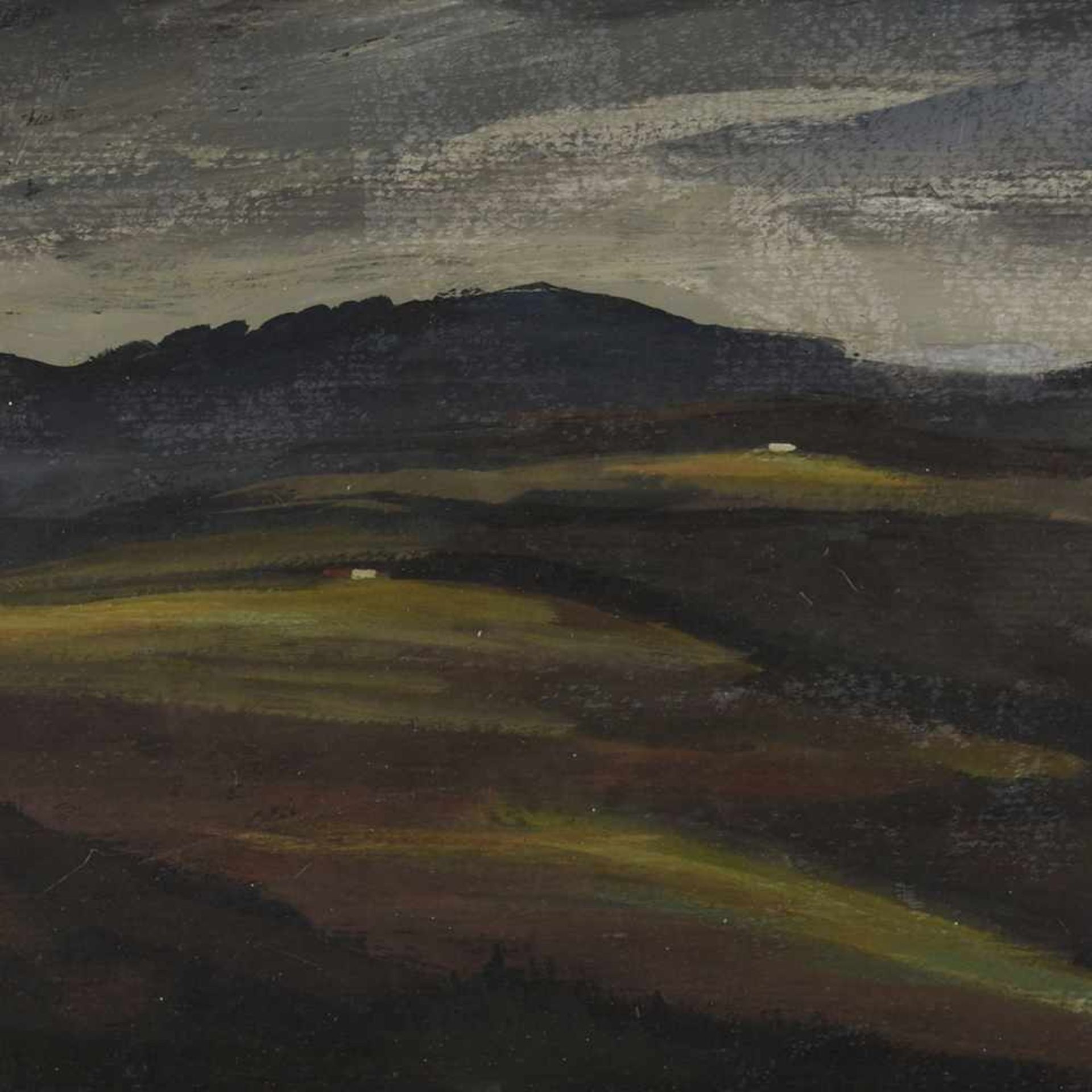 Teubner, Kurt (1903 Aue - 1990 ebd.) Öl/Malkarton auf Hartfaser, nächtliche Landschaft, schlichte