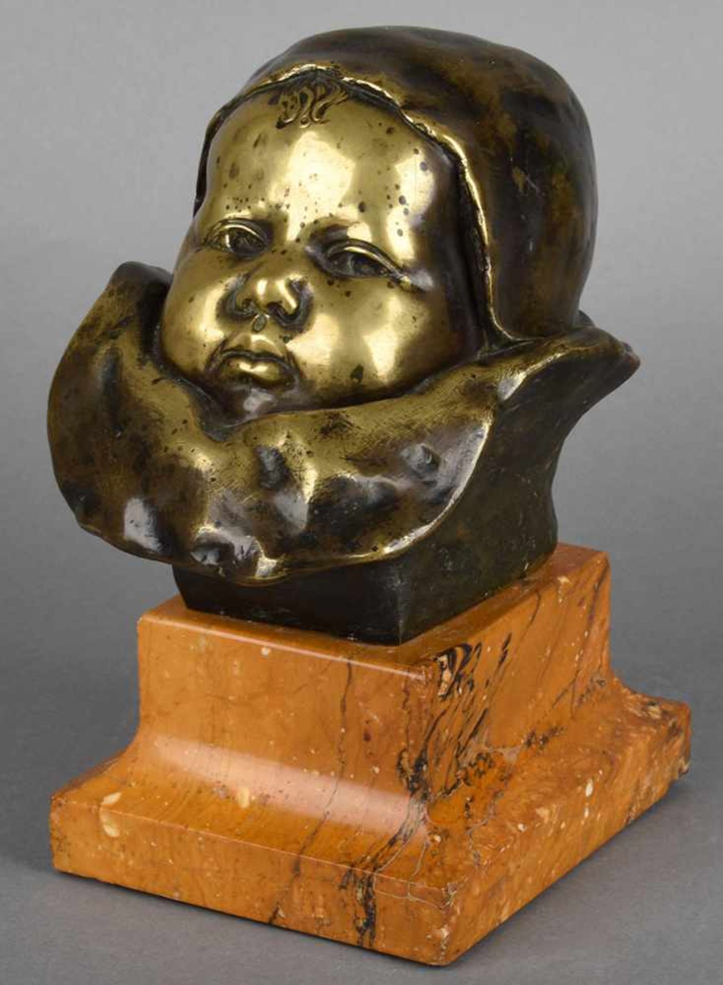 Carries, Jean Joseph Marie (1855 Lyon - 1894 Paris) attr. Bronze, "Bébé endormi", Kopf eines - Bild 3 aus 4