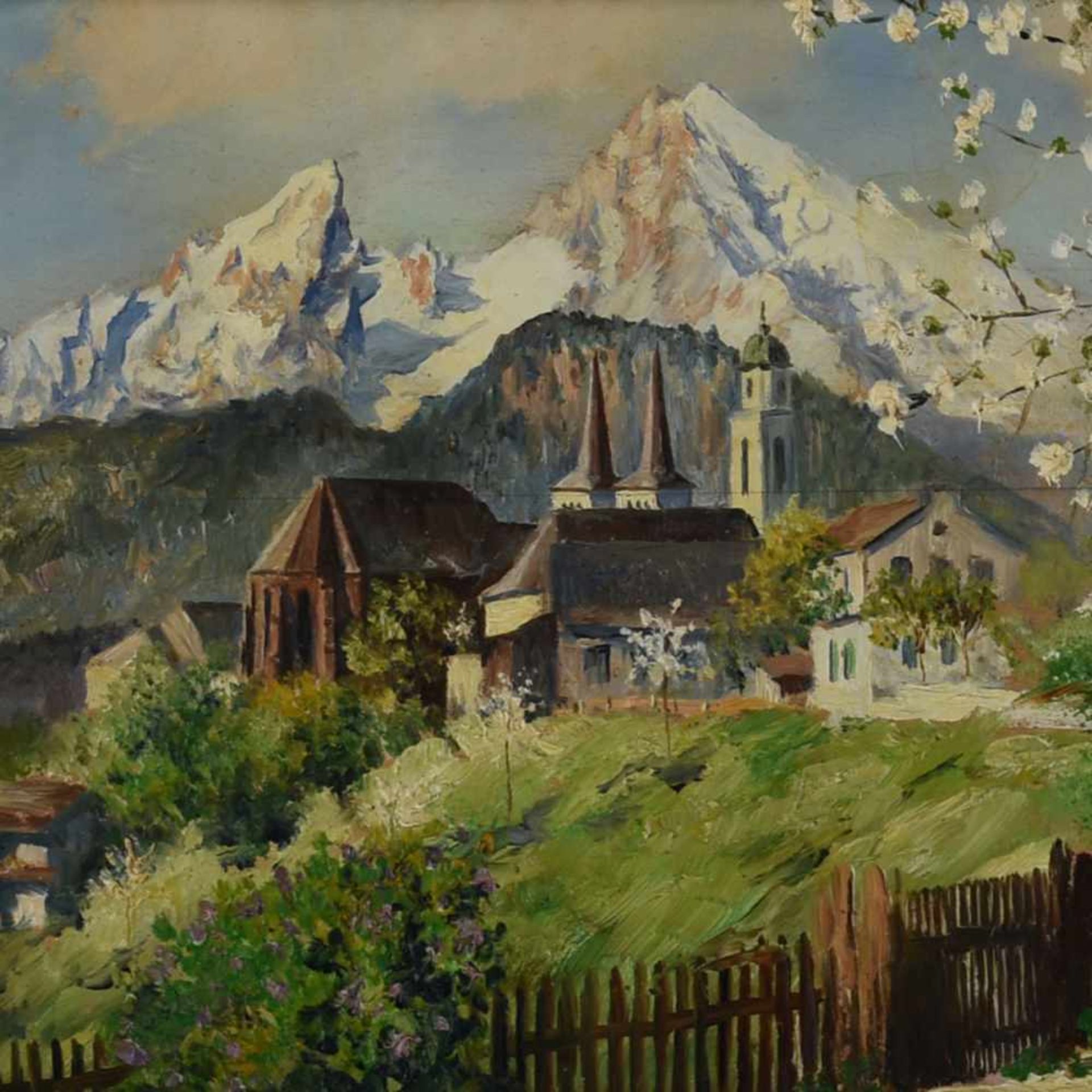 Thamm, Walter (1885 Berlin - 1938 Leipzig) Öl/Holz, Dorfkirche bei Garmisch-Partenkirchen, rechts