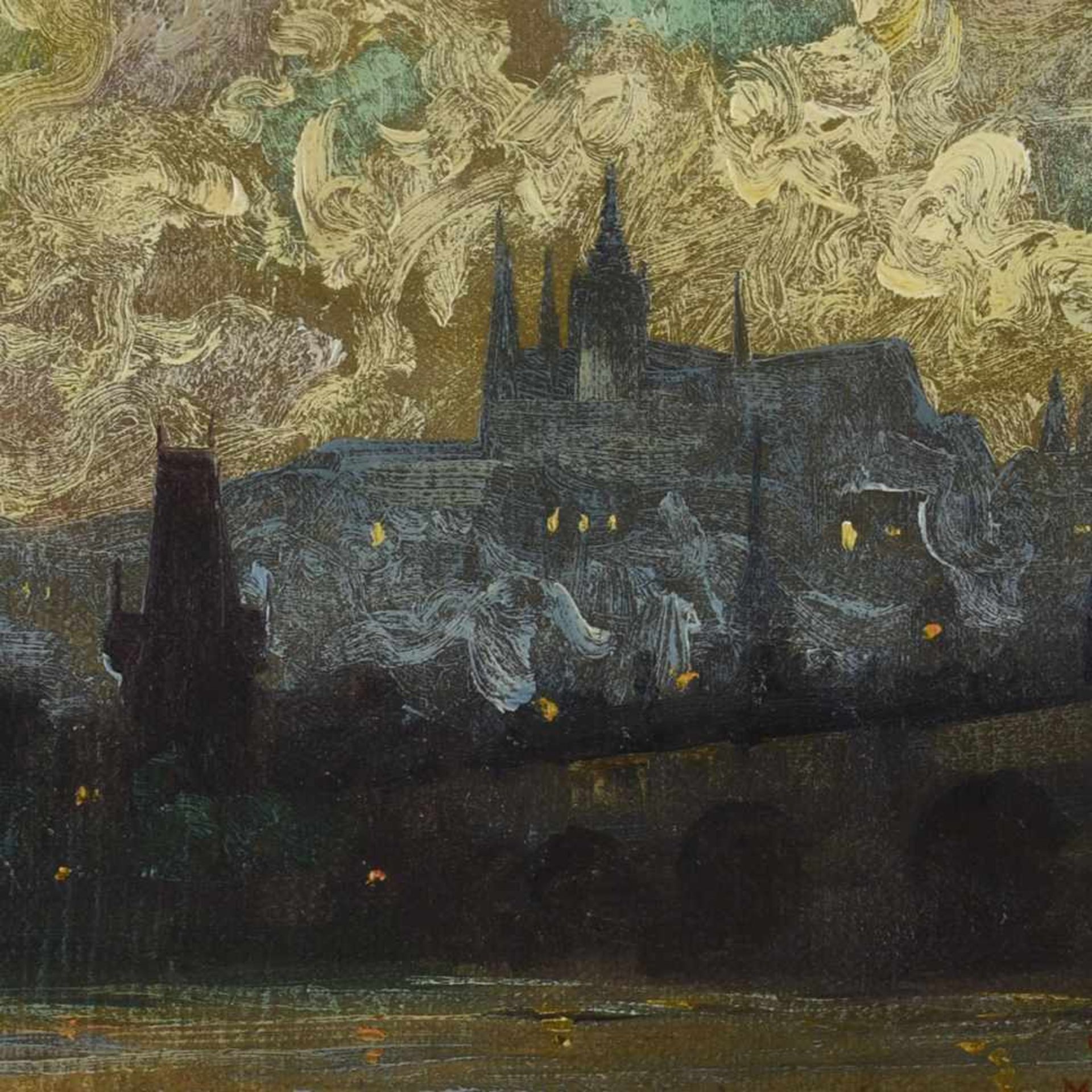 Maran, S. Gustav (1886 Brno - 1983 Prag) Öl/Lwd., abendliche Ansicht von Prag, rechts unten signiert