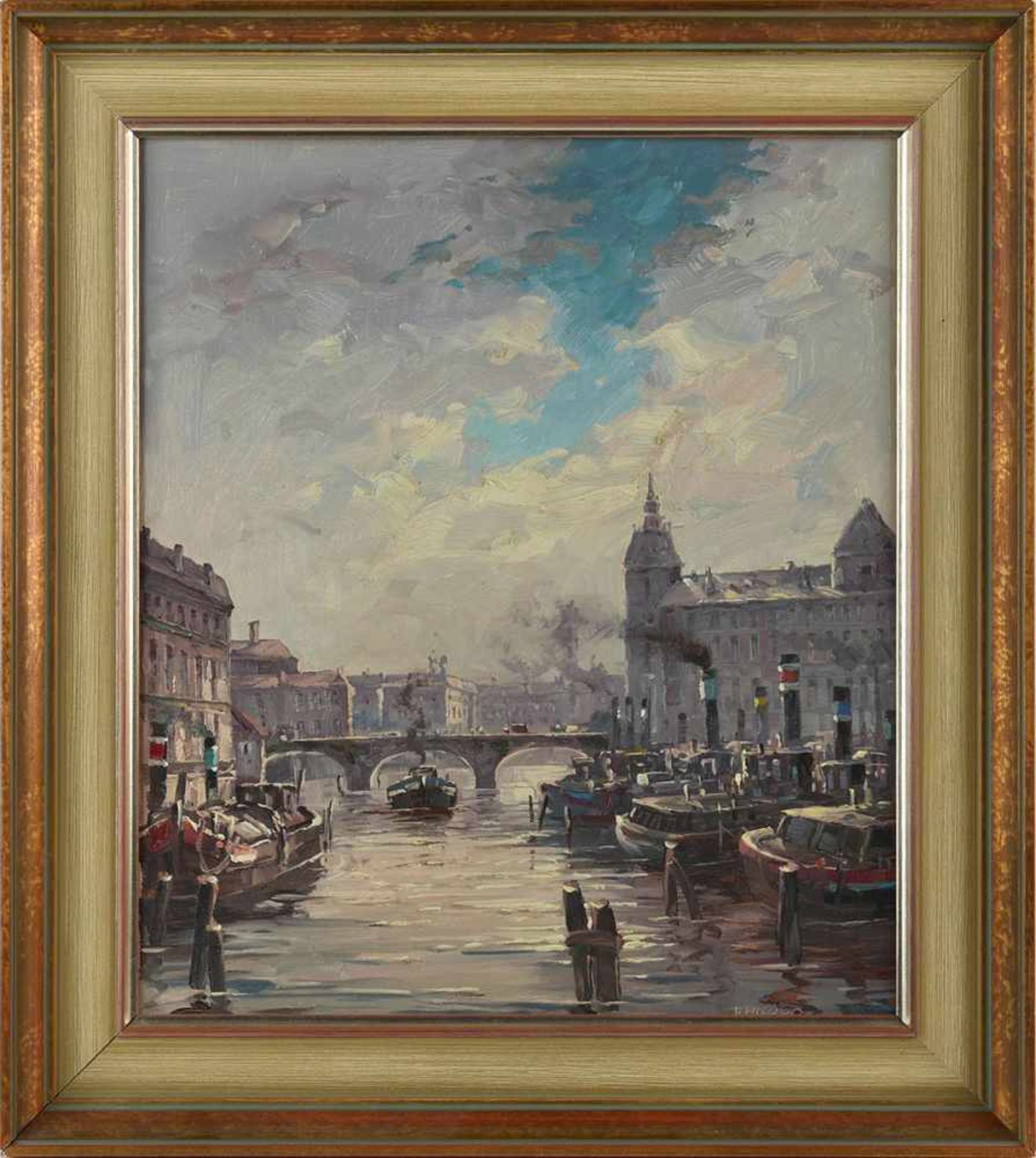 Miesler, Horst (1934 Breslau - ) Öl/Lwd., Ansicht von Berlin mit Blick über die Spree, rechts - Bild 3 aus 4