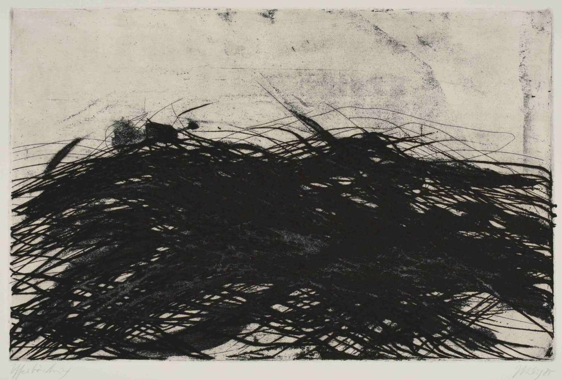 Uhlig, Max (1937 Dresden - tätig ebd.) Radierung auf Hahnemühle, "Uferböschung", unter dem Druck - Bild 2 aus 3