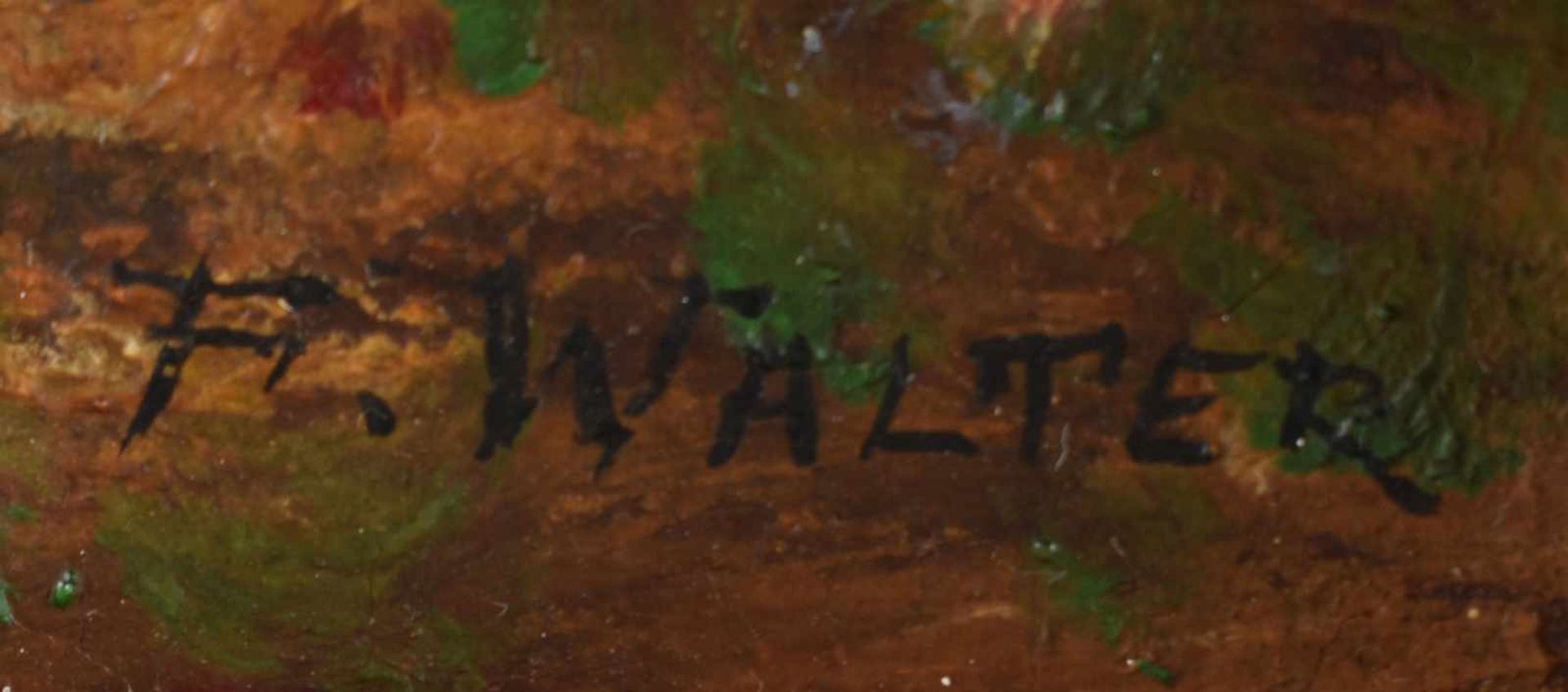 Walter, F. Öl/Lwd., Landschaftsbild mit Personenstaffage im Herbst, rechts unten signiert, - Bild 4 aus 4