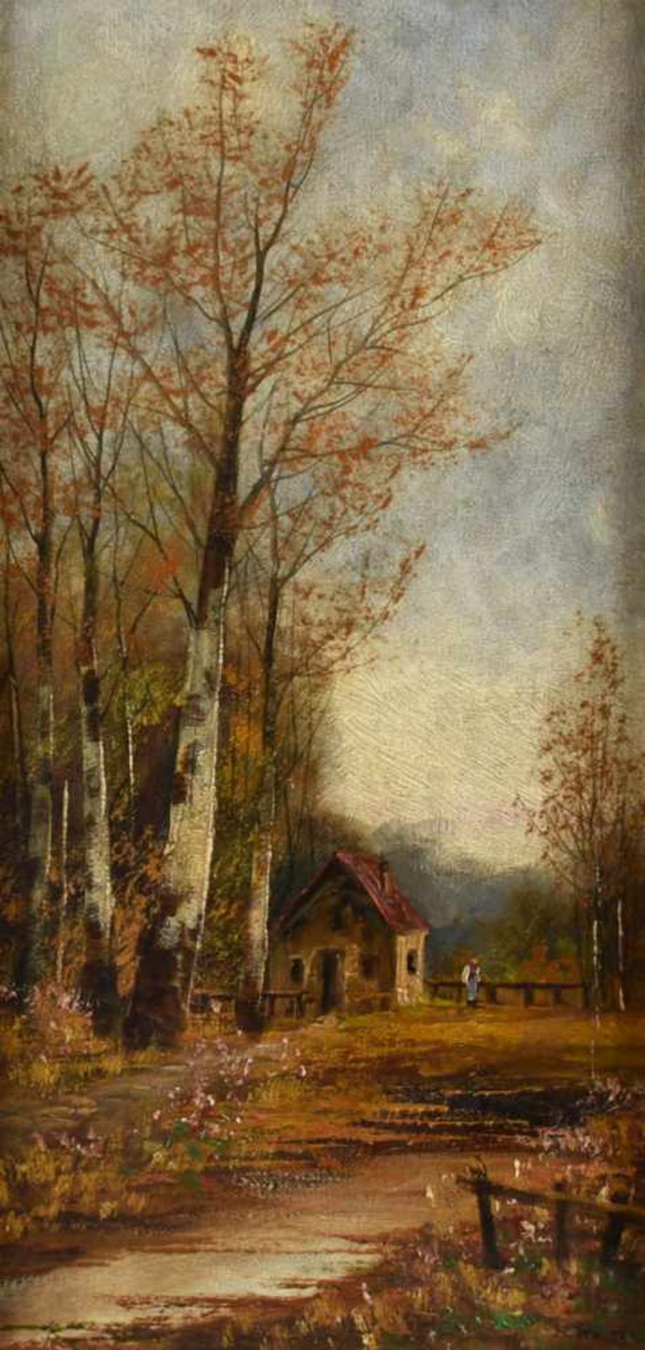 Walter, F. Öl/Lwd., Landschaftsbild mit Personenstaffage im Herbst, rechts unten signiert, - Bild 2 aus 4