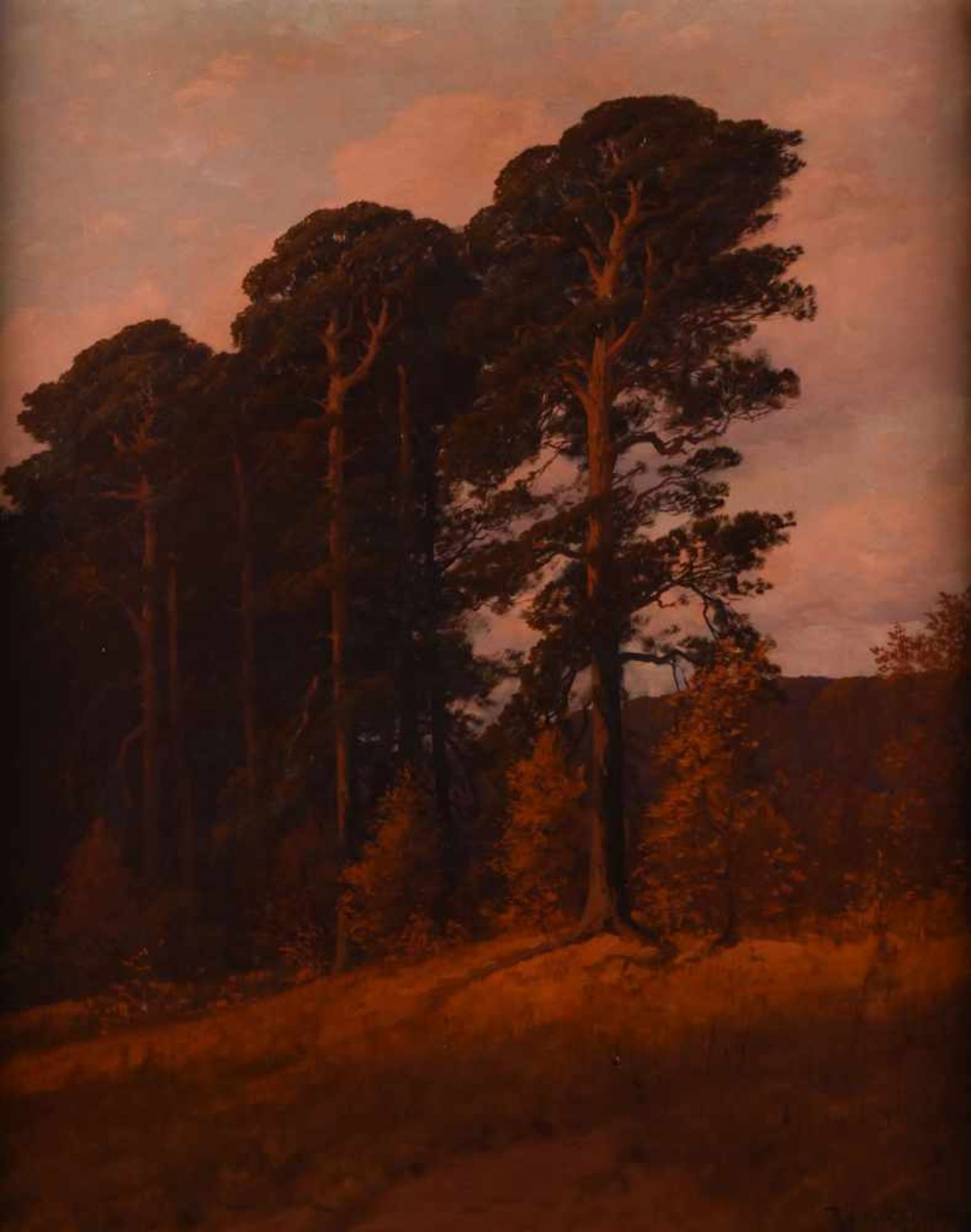 Hellgrewe, Rudolf (1860 Hammerstein - 1935 Berlin) Öl/Lwd., Herbstlandschaft mit Kiefern, rechts - Bild 2 aus 2