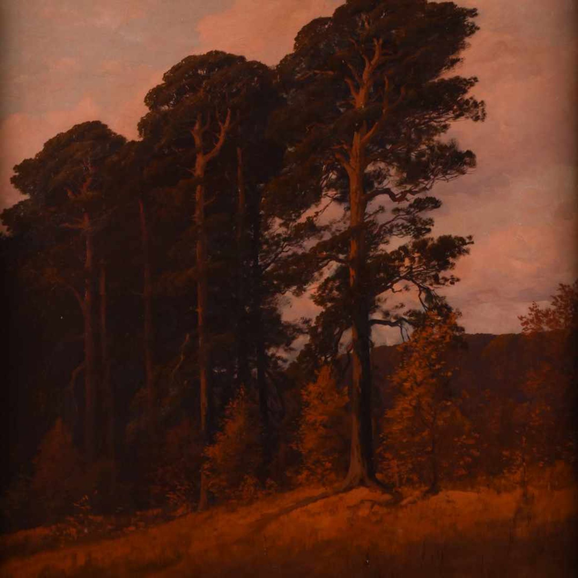 Hellgrewe, Rudolf (1860 Hammerstein - 1935 Berlin) Öl/Lwd., Herbstlandschaft mit Kiefern, rechts