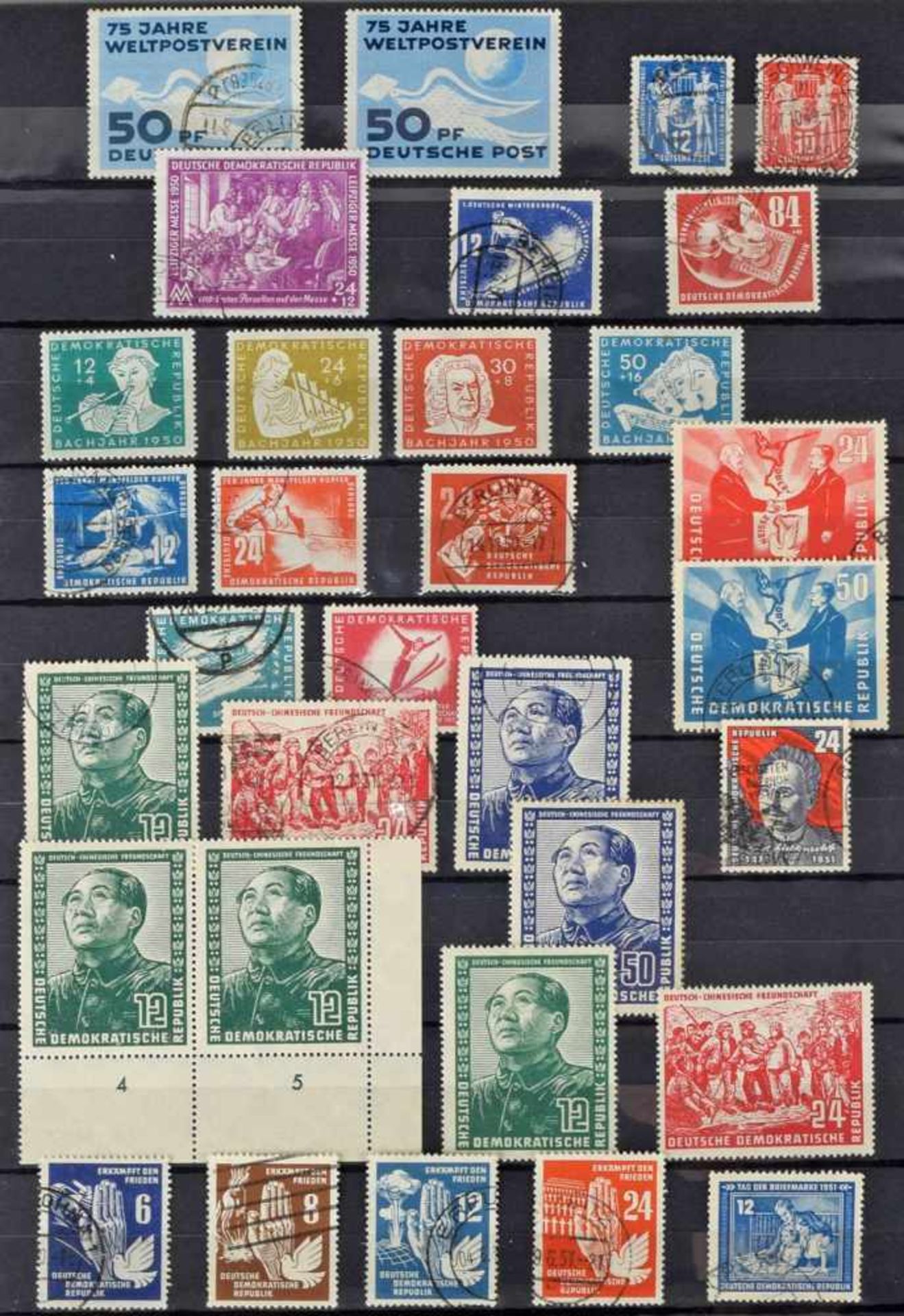 Auswahl Briefmarken Anfangsjahre DDR Auswahl ca. 1949-1955, dabei u.a.: Mi.-Nr. 242 (=DDR Nr. 1) " - Bild 2 aus 2