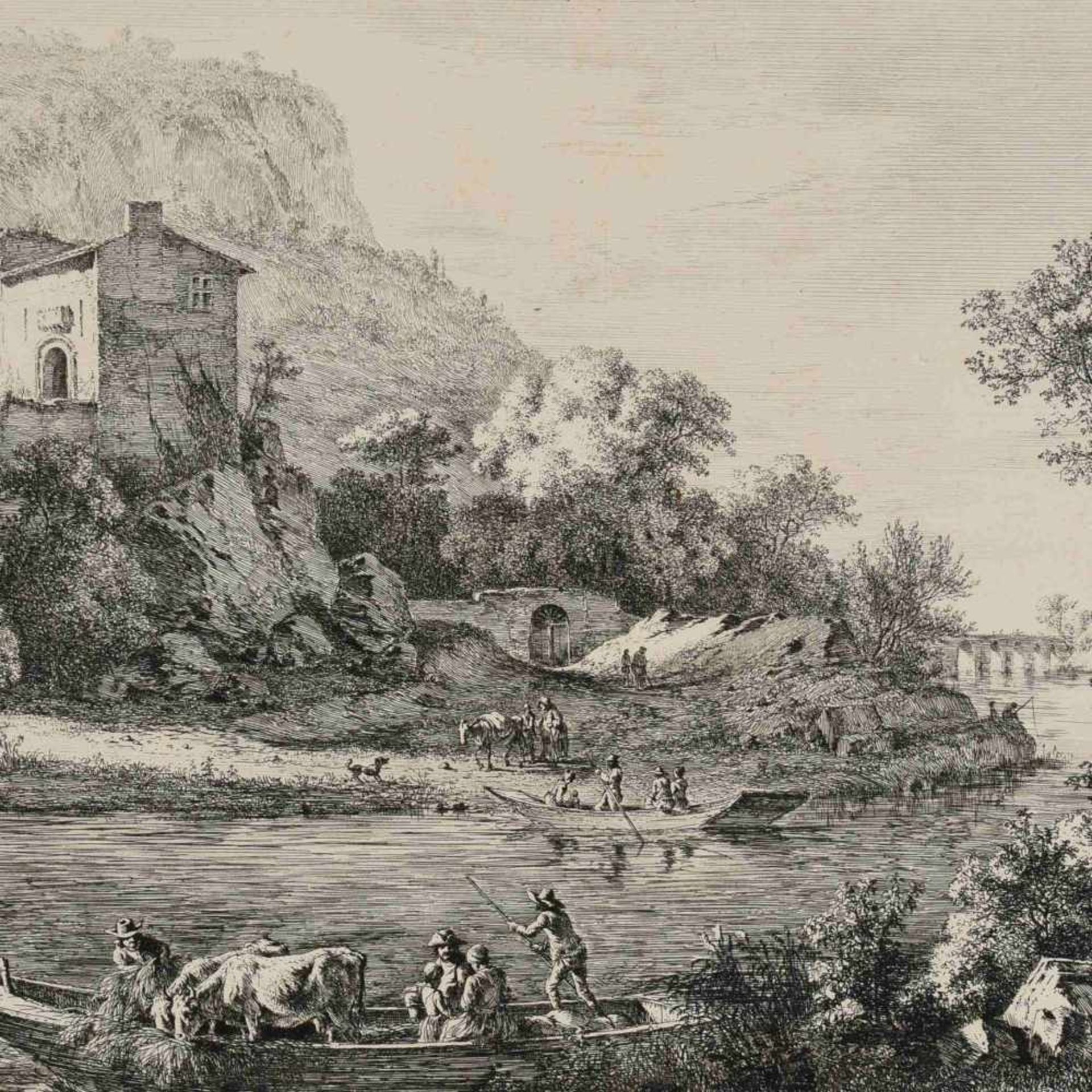 Boissieu, Jean Jacques de (1736 Lyon - 1810 ebd.) Radierung, Ruinenlandschaft mit Figurenstaffage,