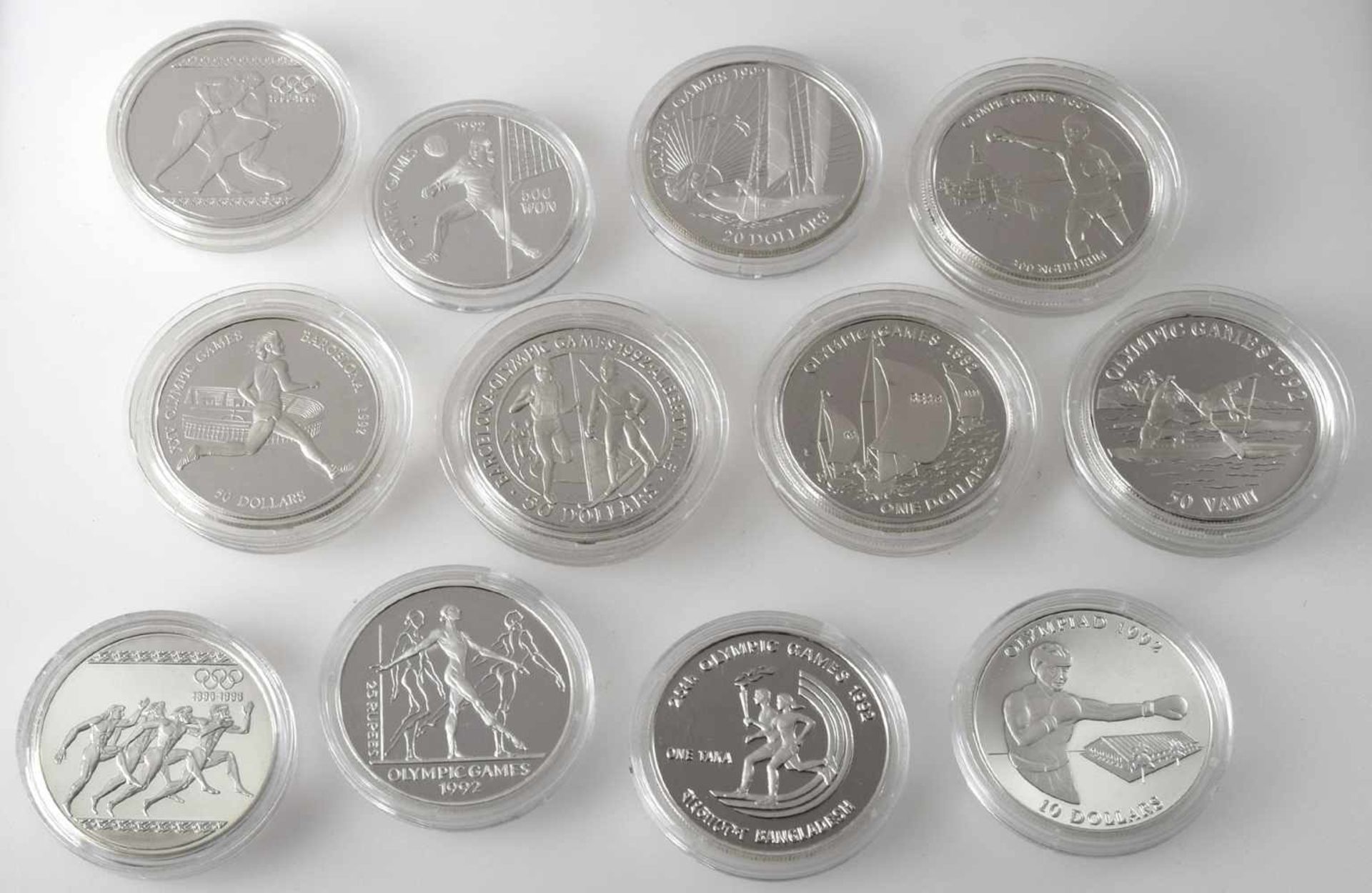 Konvolut Silbermünzen Olympische Spiele insg. 19 versch. Ausgaben, dabei u.a.: 1 x 1000 Drachmen - Bild 2 aus 2