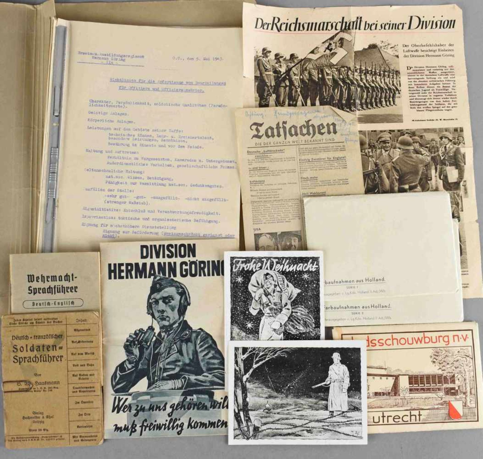 Konvolut Papier "Division Hermann Göring" III. Reich dabei u.a.: 1 x Werbebroschur "Division Hermann - Bild 2 aus 2