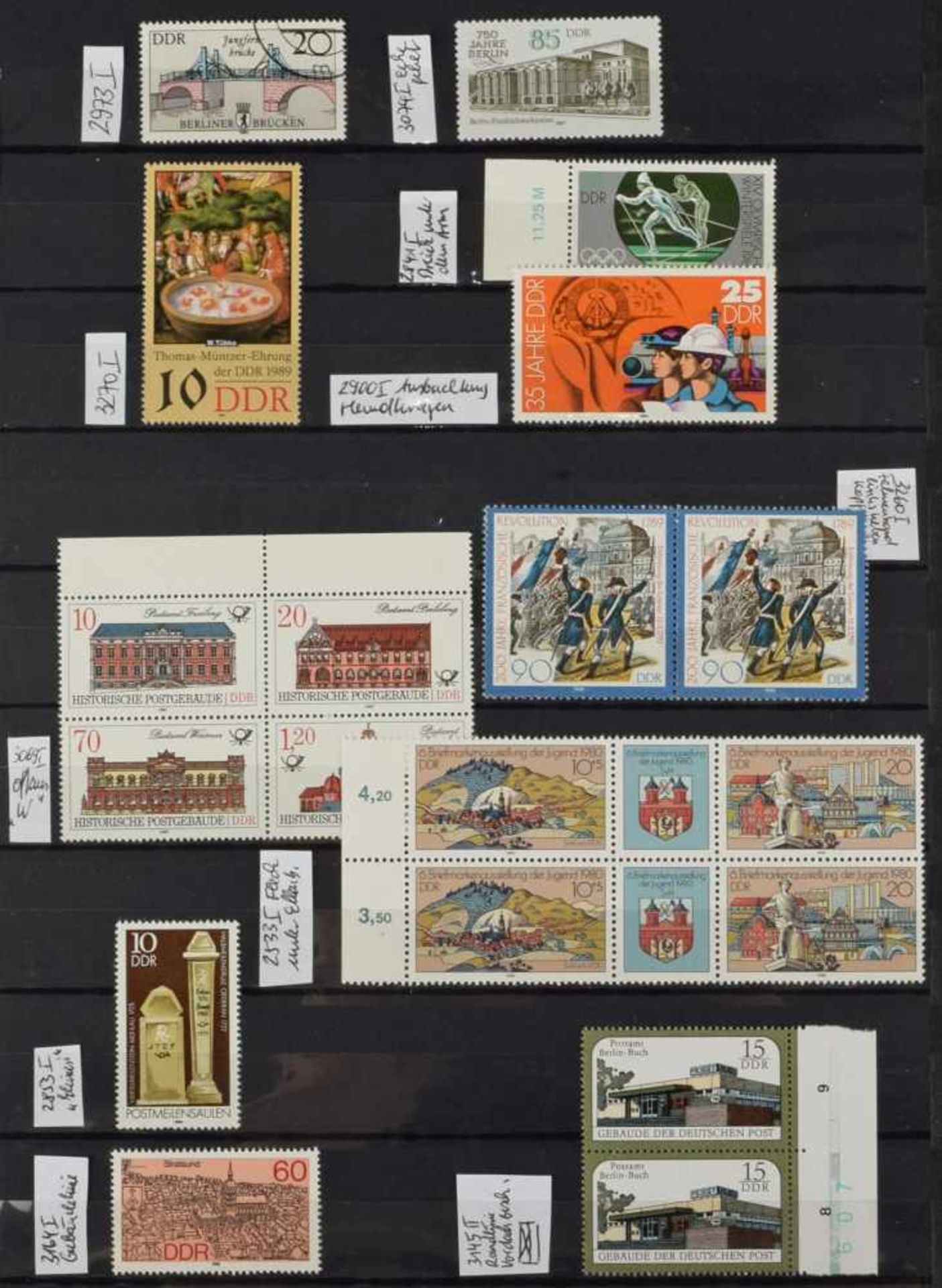 Briefmarken DDR - Plattenfehler kleine Sammlung mit Plattenfehlern und Besonderheiten bei DDR- - Bild 2 aus 2