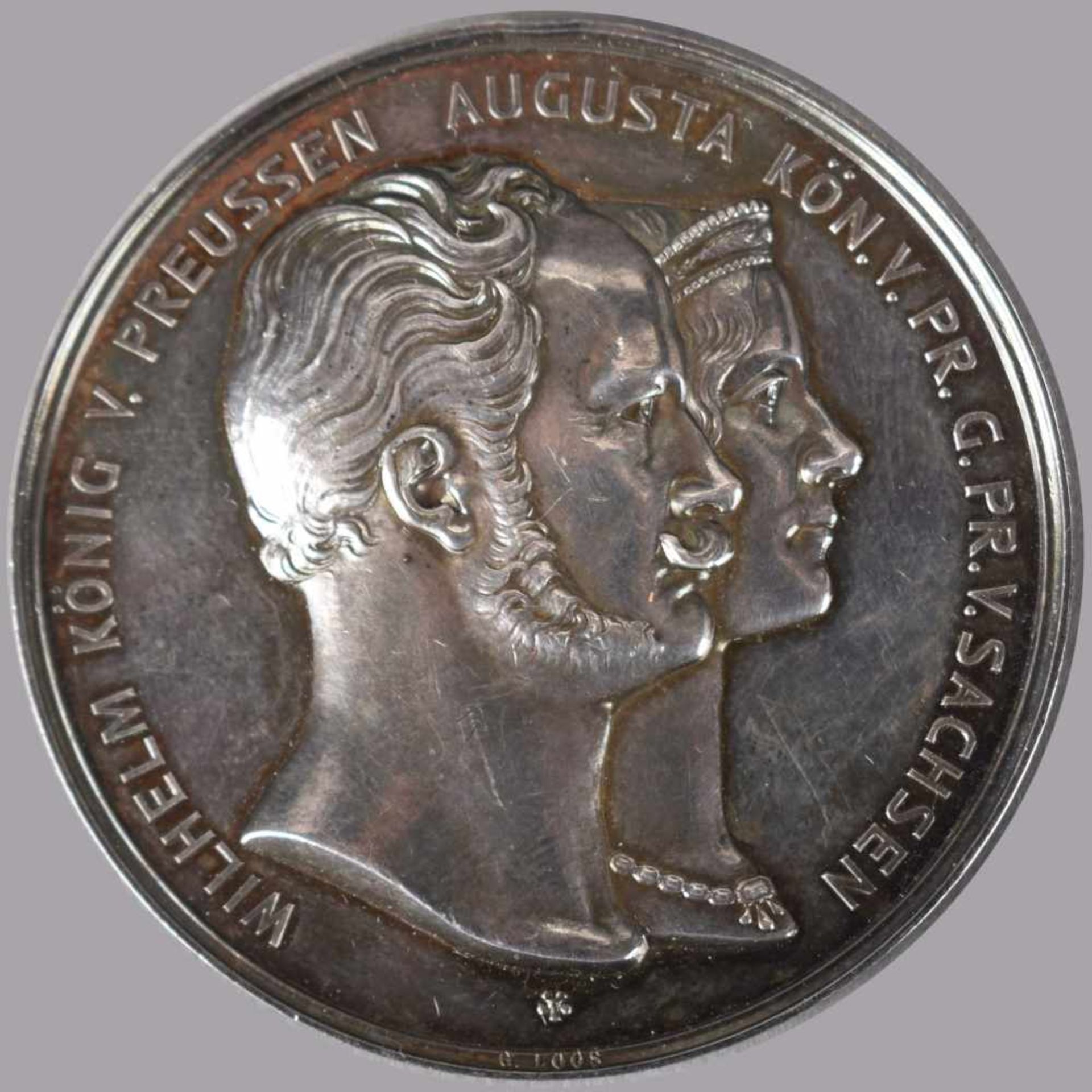 Silbermedaille Wilhelm König von Preußen - Sachsen av. "Wilhelm König v. Preussen Augusta Kön. v. - Bild 2 aus 3