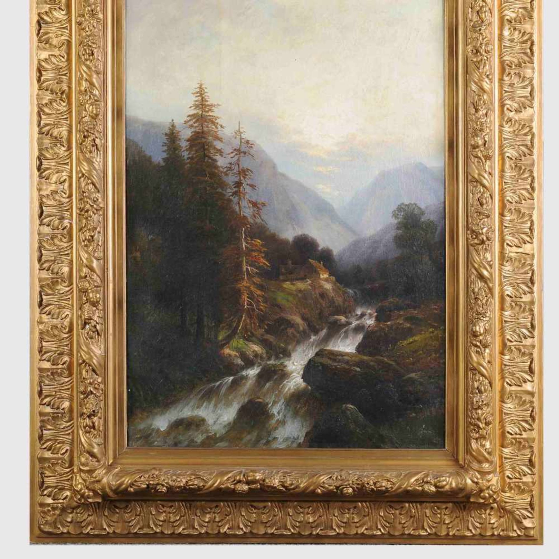 Georgi, Friedrich Otto (1819 Leipzig - 1874 Dresden) Öl/Lwd., Tiroler Landschaft mit Wildbach, unten
