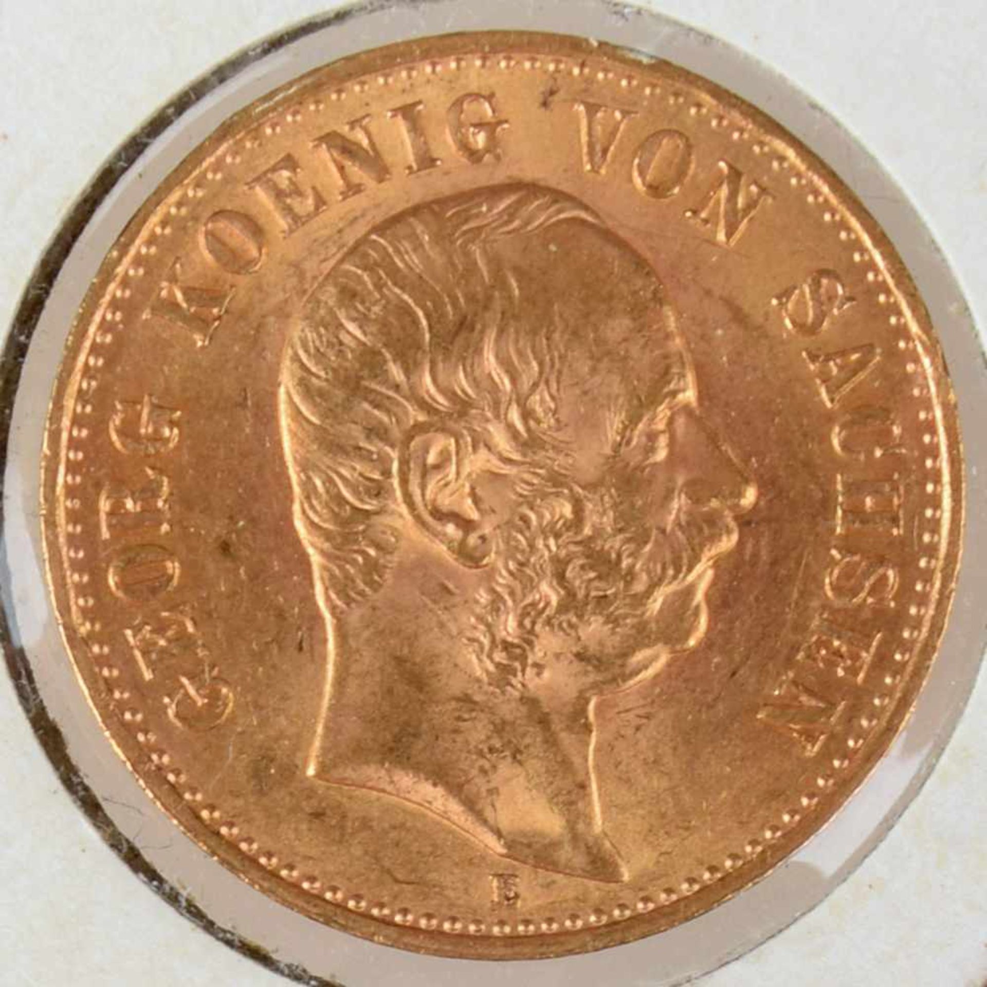 Goldmünze Kaiserreich - Sachsen 1903 20 Mark in Gold, 900/1000, 7,97 g, av. Georg König von - Bild 2 aus 3