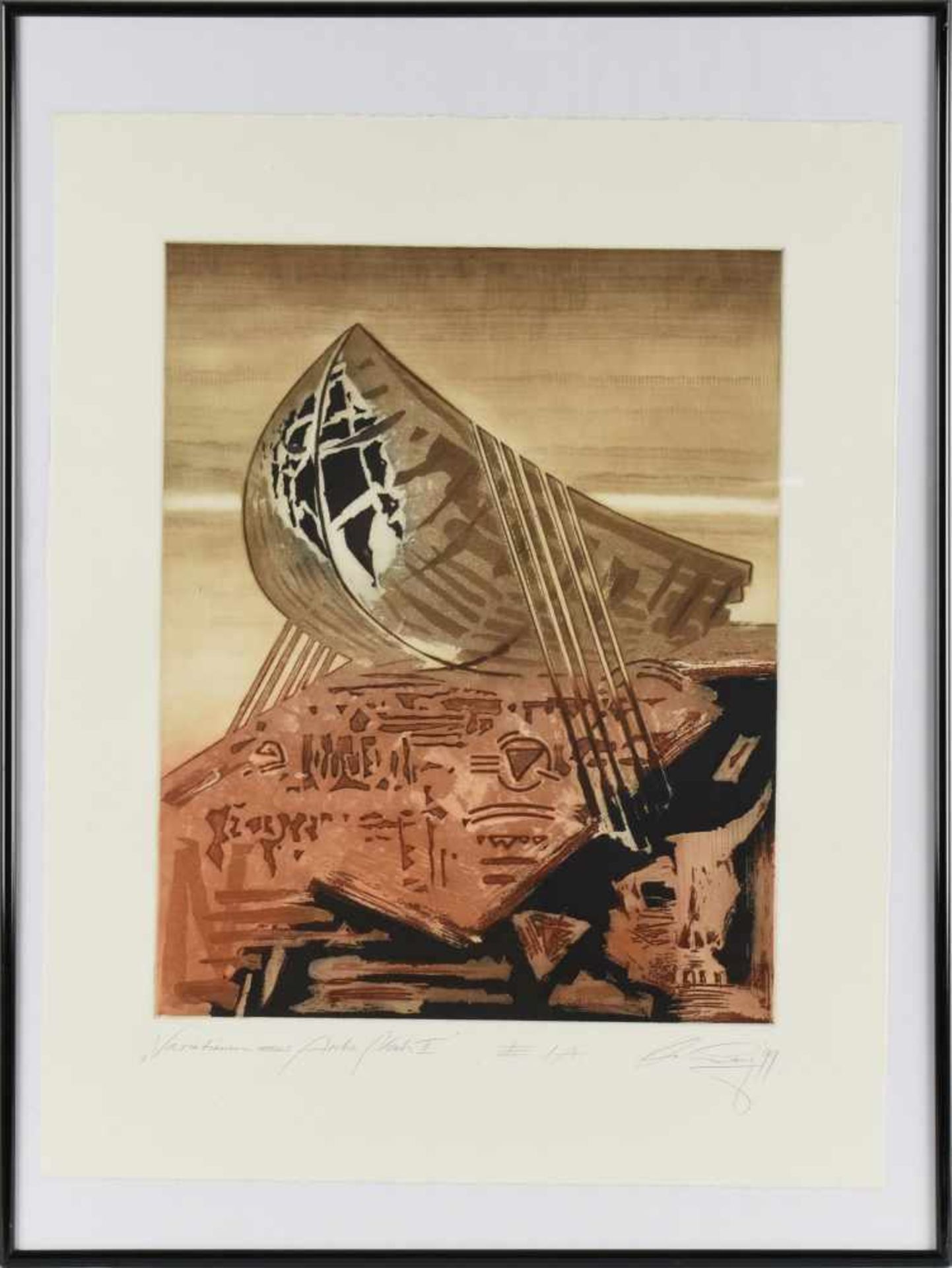Lang, Christian (1953 Chemnitz - tätig ebd.) Farbradierung auf Bütten, "Variationen aus Arche Noah - Bild 3 aus 4