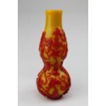 Chinese Peking Glass Overlay Cameo Style Bottle