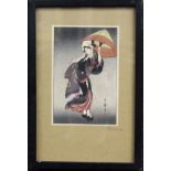 Utamaro Japanese Woman w/ Parasol Print