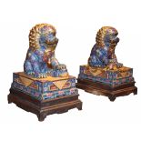 Large Pair of Chinese Cloisonne Foo Dogs