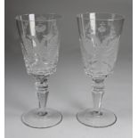 Pair of Russian Monogrammed Crystal Goblets