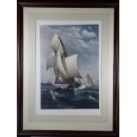 "A Winning Yacht", Framed Colored Engraving