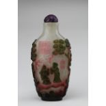 Finely Carved MultiColor Peking Glass Snuff Bottle