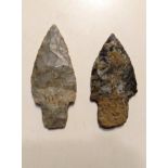 (2) Adena Culture Woodland Period Stemmed Points