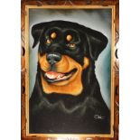 Vintage, Painting of Rottweiler on Velvet