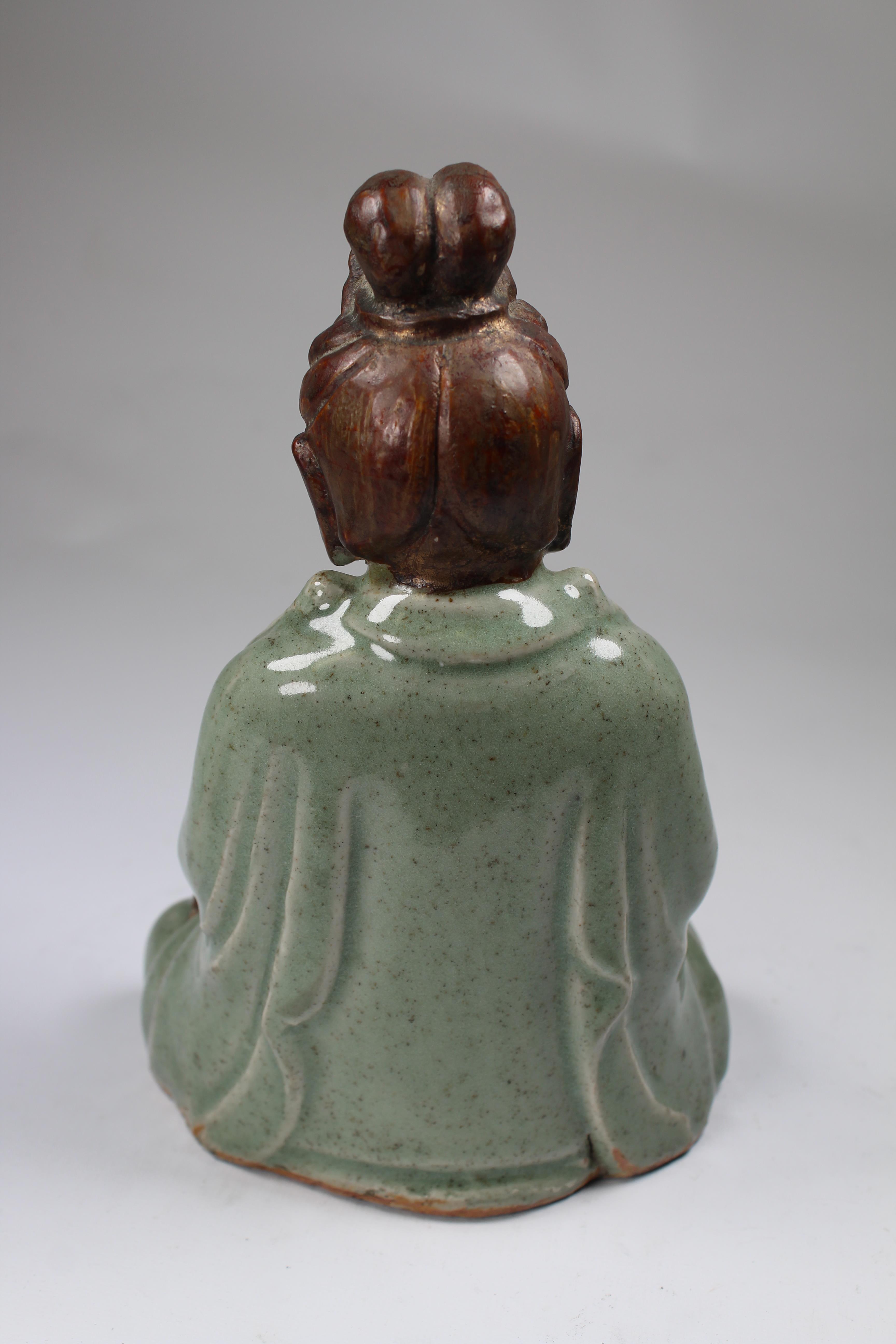 Chinese Longquan Glazed Guanyin Figure - Image 4 of 5