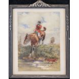 "A Fox Hunt" J.W. Taber Gouache