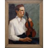 1936, Signed Portrait of a Man with Violin