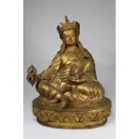 Large Tibetan Gilt Bronze Figure of Padmasambhava