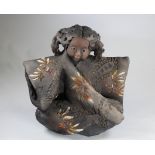 Vintage Glazed Art Pottery Girl Figure