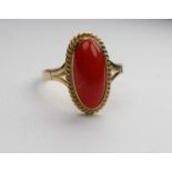 18k Gold & Red Coral Woman's Ring