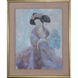 20th C. Oil on Canvas Painting of a Geisha, Signed