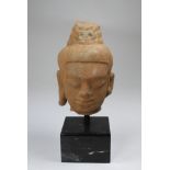 Early Antique Cambodian Carved Sandstone Head