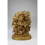 Exceptional Gilt Bronze Figure of Mahakala