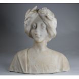 Carved Marble Bust of Diana the Huntress