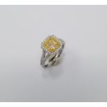 18K White Gold & Yellow Diamond Ring