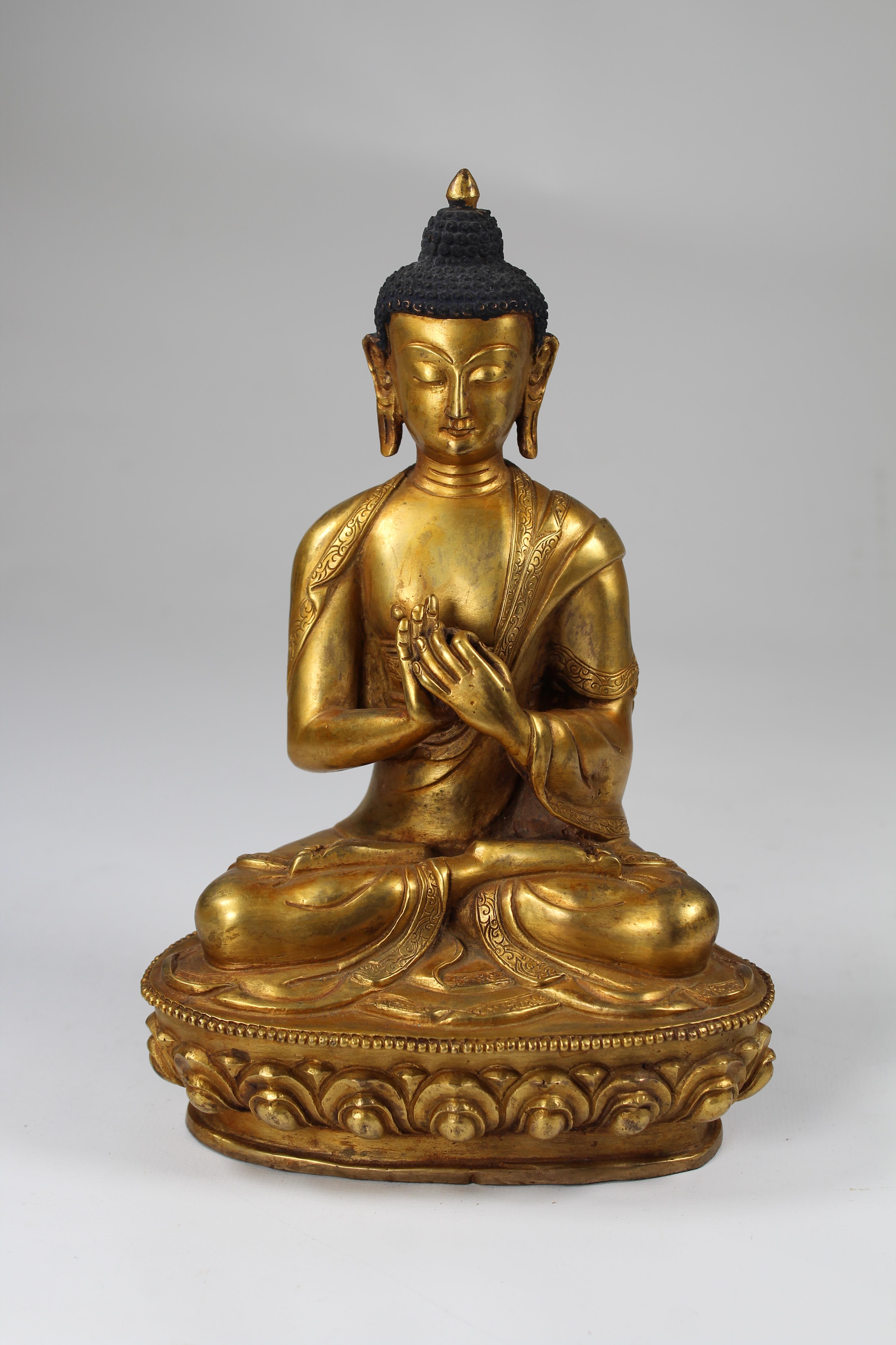 Sino-Tibetan Gilt Bronze Vairochana Buddha - Image 2 of 7