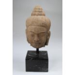 Early Antique Cambodian Carved Sandstone Head