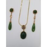 14k Gold & Jadeite Earring / Necklace Set