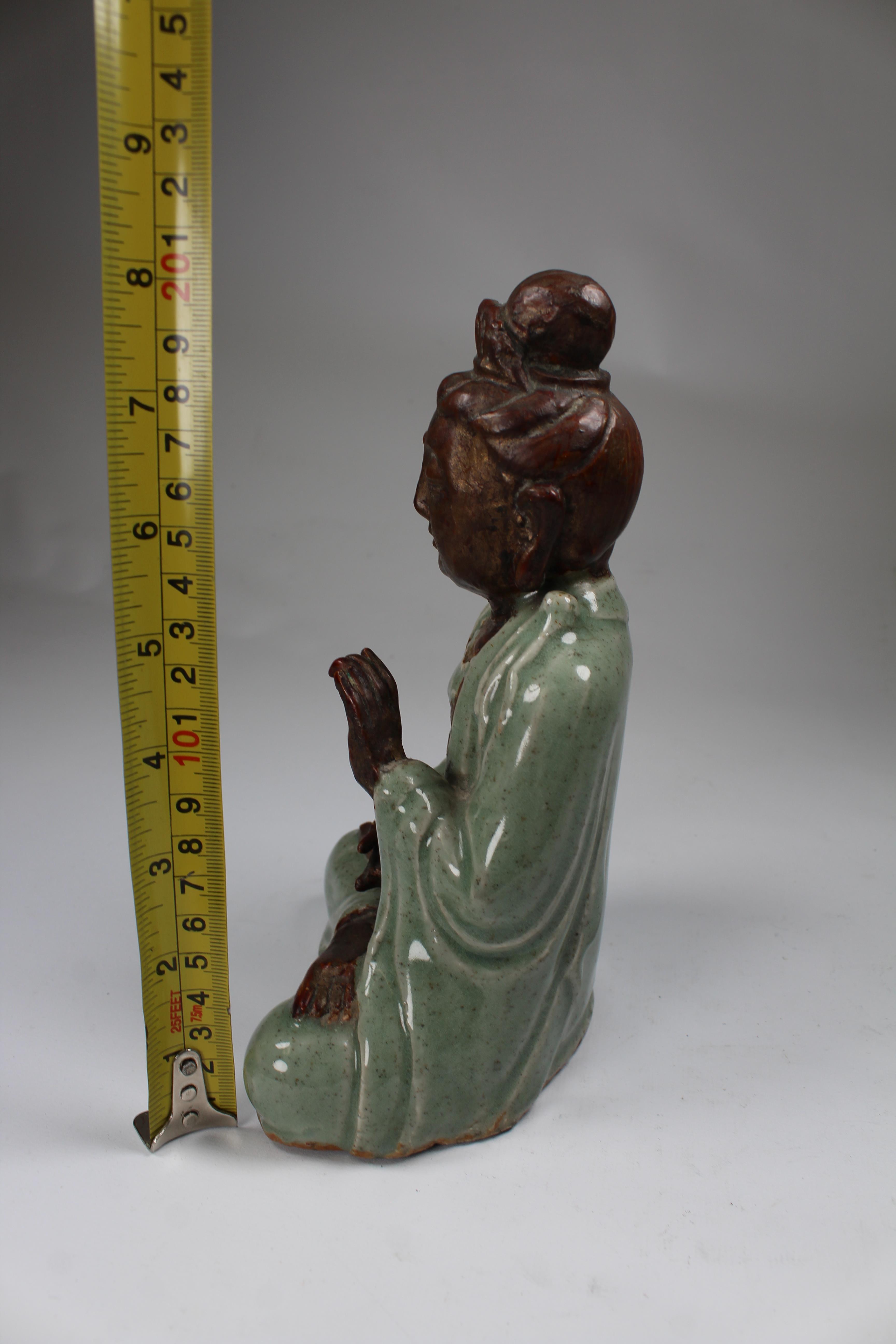 Chinese Longquan Glazed Guanyin Figure - Image 3 of 5