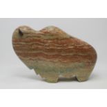 Signed, Carved Stone Buffalo Sculpture