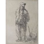 After Rembrandt (1606-1669) Etching of Peasant