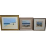 (3) American School Beach Scenes, Signed