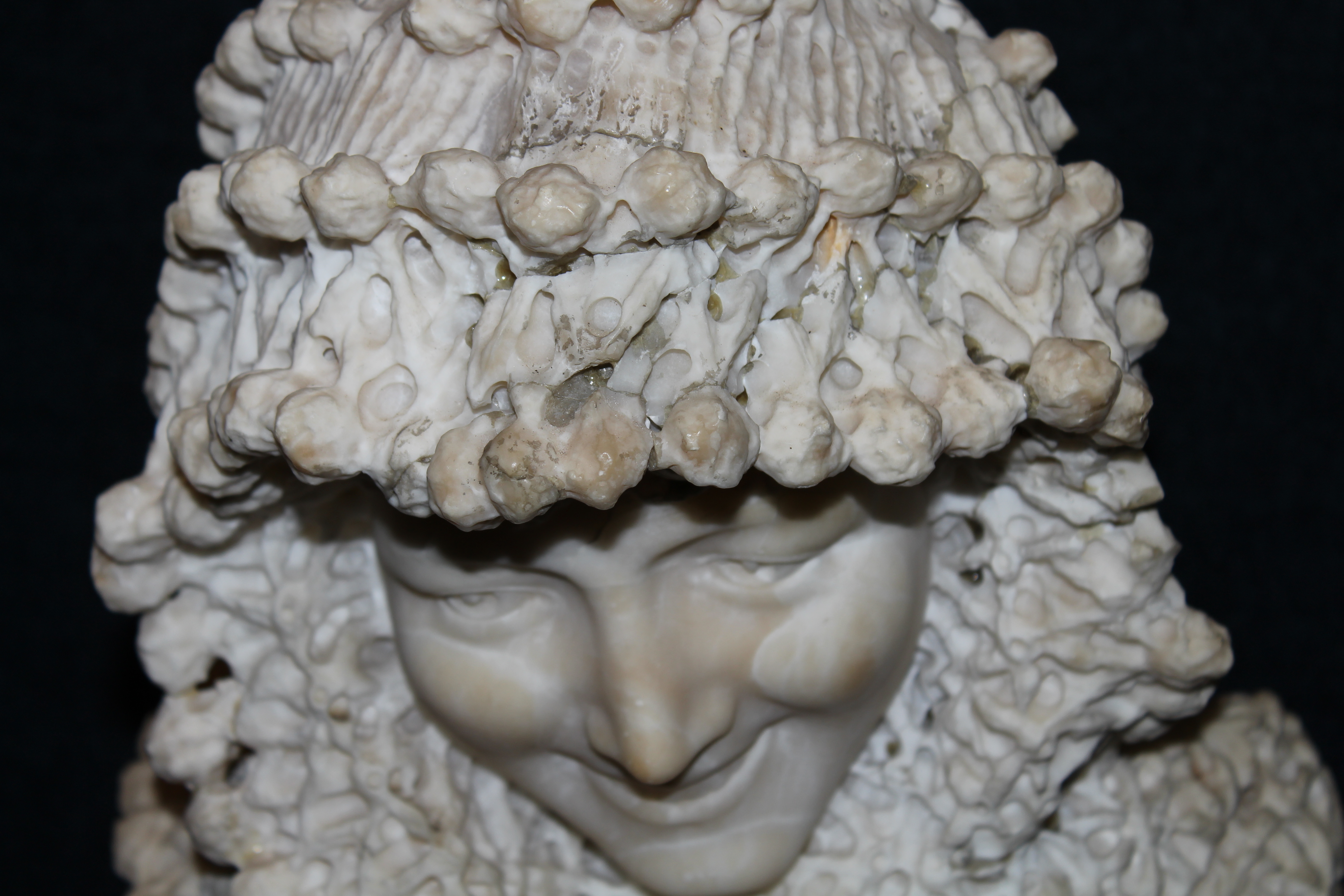 Carved Alabaster Bust of a Woman on Marble Base - Image 3 of 3