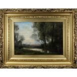 Signed Corot, Barbizon Landscape with Figure