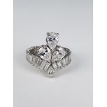 Beautiful Pear Shaped Tri Diamond Ring